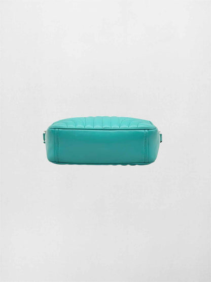 PRADA Diagramme Camera Turquoise Quilted Crossbody
