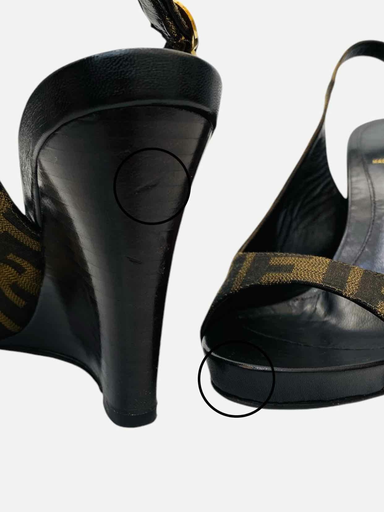 FENDI Slingback Black & Brown Size EU 39 Wedges