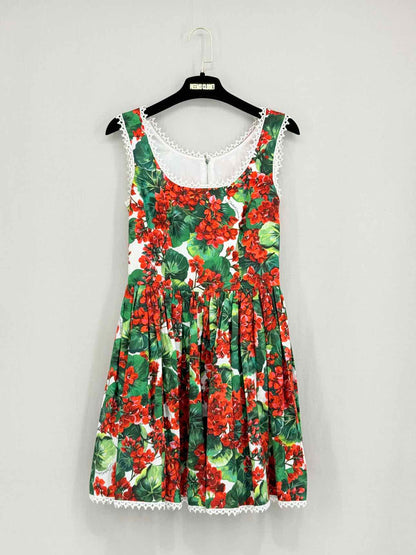DOLCE & GABBANA Red Multicolor Size US 2 Short Dress