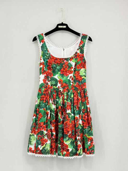 DOLCE & GABBANA Red Multicolor Size US 2 Short Dress