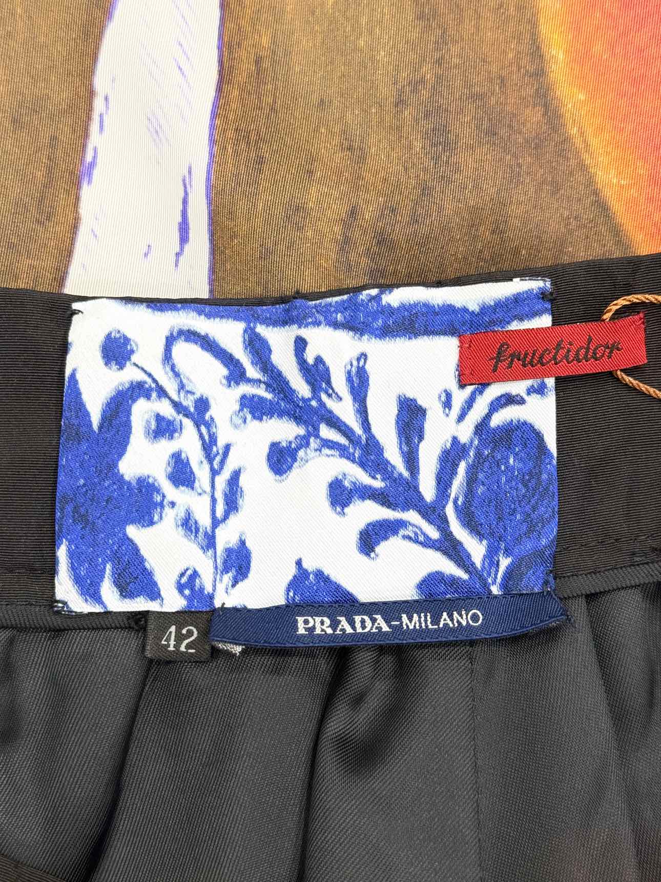 PRADA Silk-faille Black Multicolor Size US 6 Midi Skirt