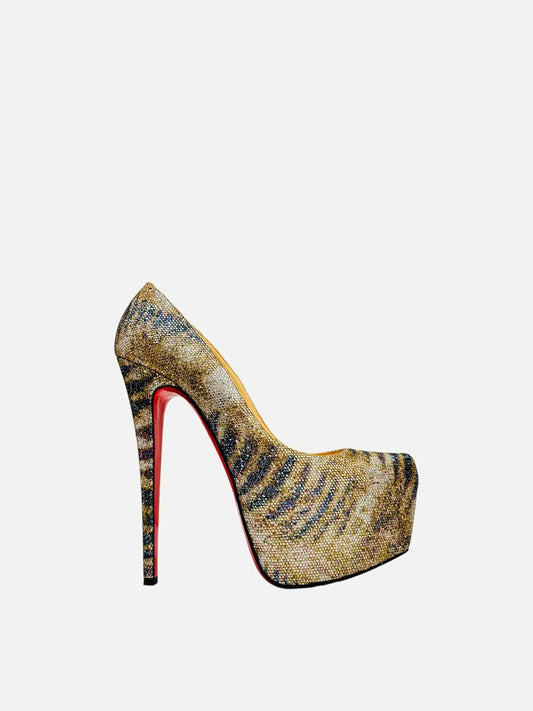 CHRISTIAN LOUBOUTIN Daffodile Gold & Black Pumps 39.5