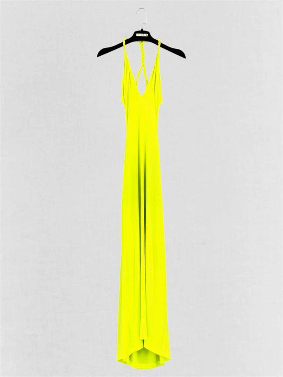 DION LEE V-Neck Rope Neon Green Size US 4 Long Dress