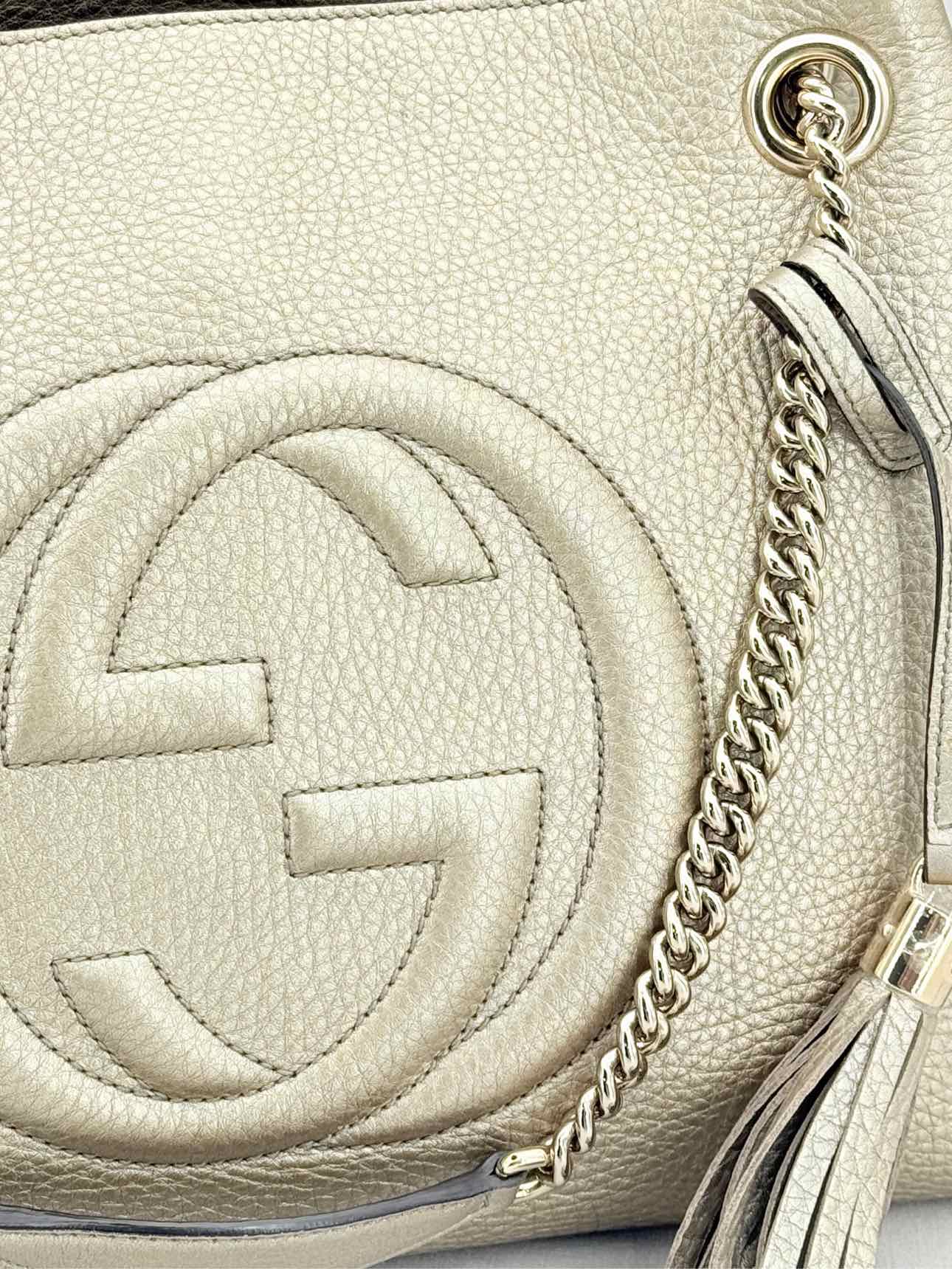 GUCCI Soho Metallic Gold Tote Bag
