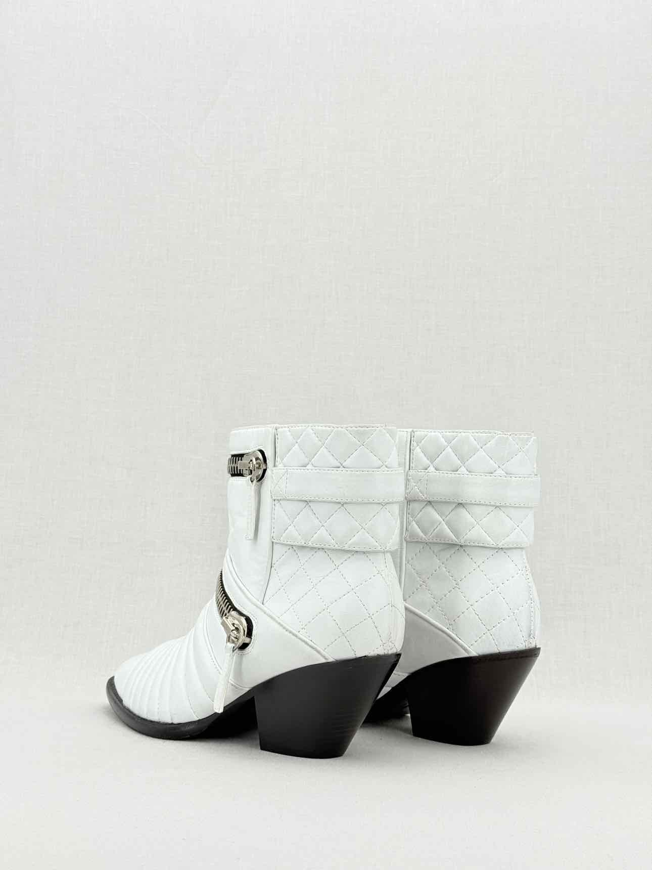 GUISEPPE ZANOTTI White Quilted Size EU 38 Ankle Boots