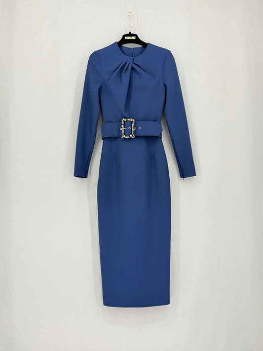 SAFIYAA Brunna Blue Size US 2 Midi Dress