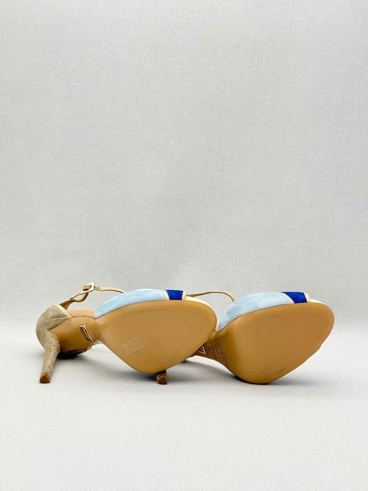 ROGER VIVIER Blue & Beige Size EU 39 Platform Sandals