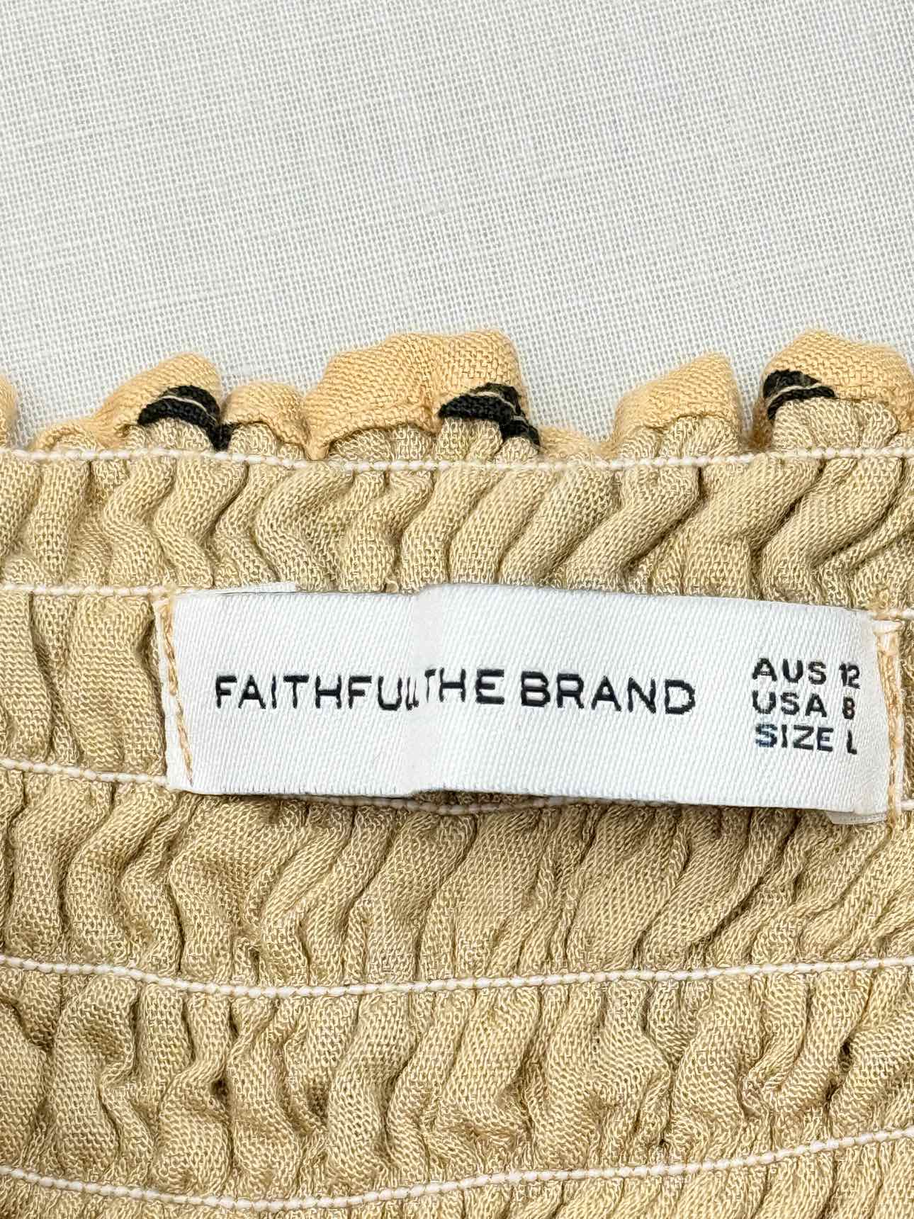 FAITHFULL THE BRAND Tan & Black Size US 8 Midi Dress