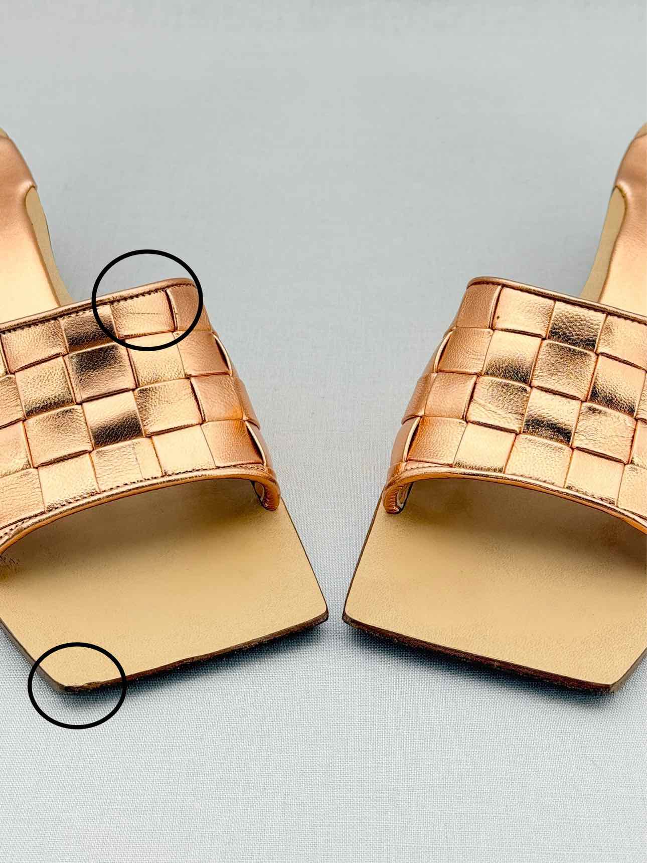 BOTTEGA VENETA Rose Gold Intrecciato Size EU 39.5 Mules
