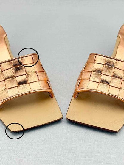BOTTEGA VENETA Rose Gold Intrecciato Size EU 39.5 Mules