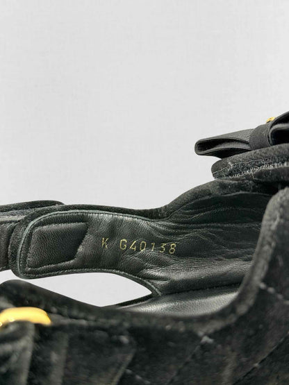 CHANEL Velvet Dad Black Quilted Size EU 42 Sandals