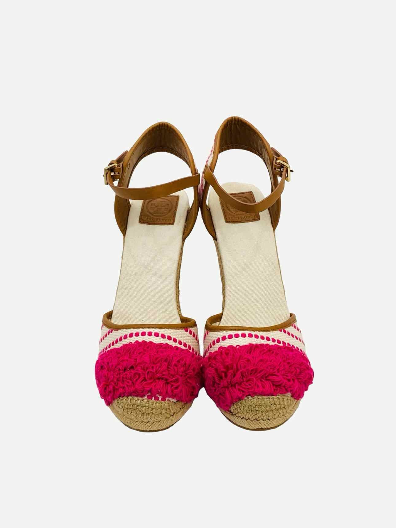 TORY BURCH Shaw Espadrille Pink & White Wedges