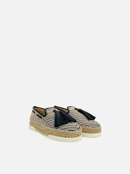 TOD'S Espadrille Black & Cream Flats 36.5