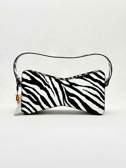 MACH & MACH Large Bow-shaped Black & White Shoulder Bag