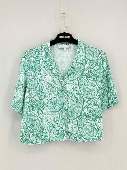 POSITANO COUTURE White & Green Size Medium Midi Dress