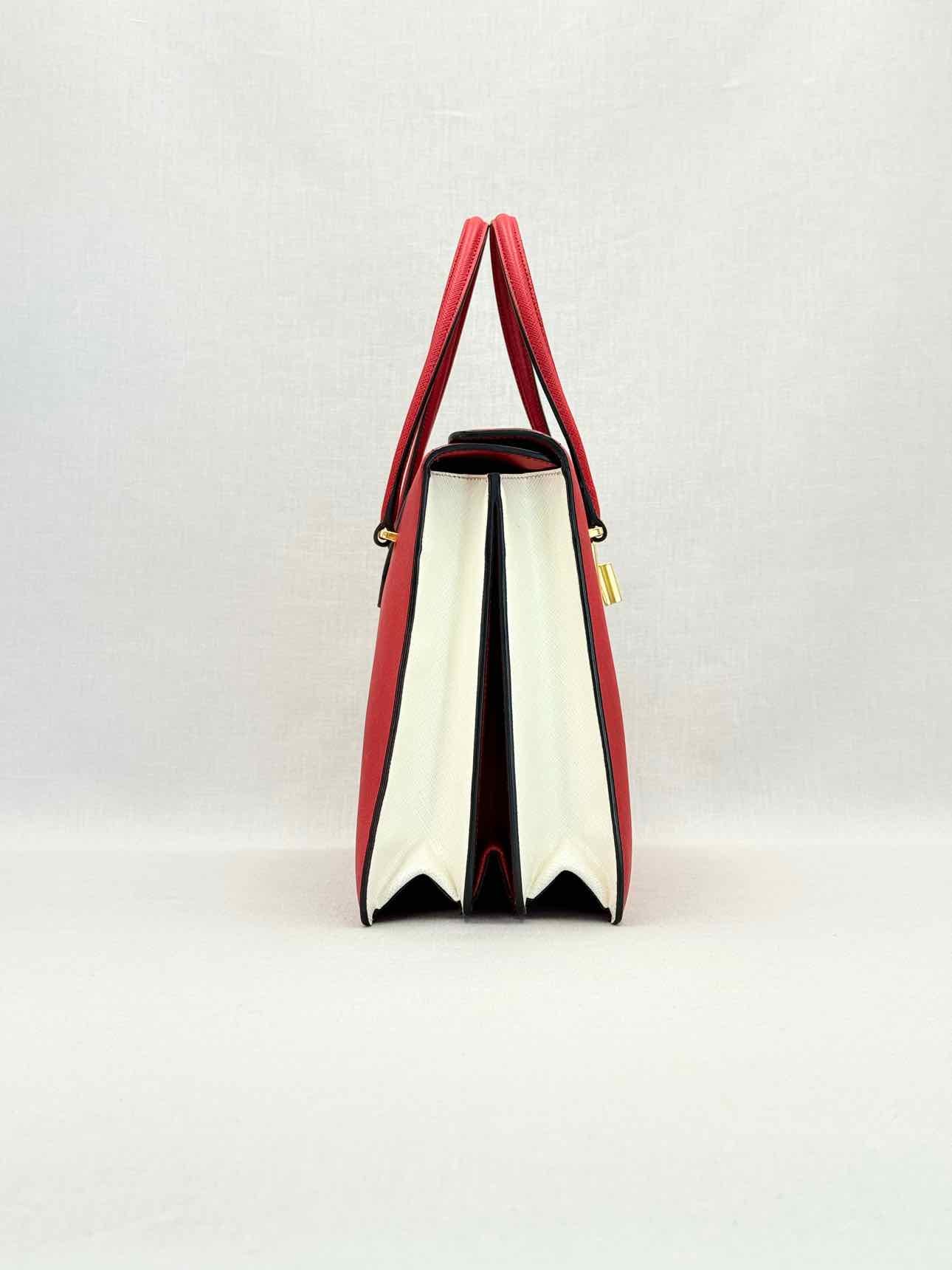 PRADA Tricolor Turn Lock Red Multicolor Tote Bag