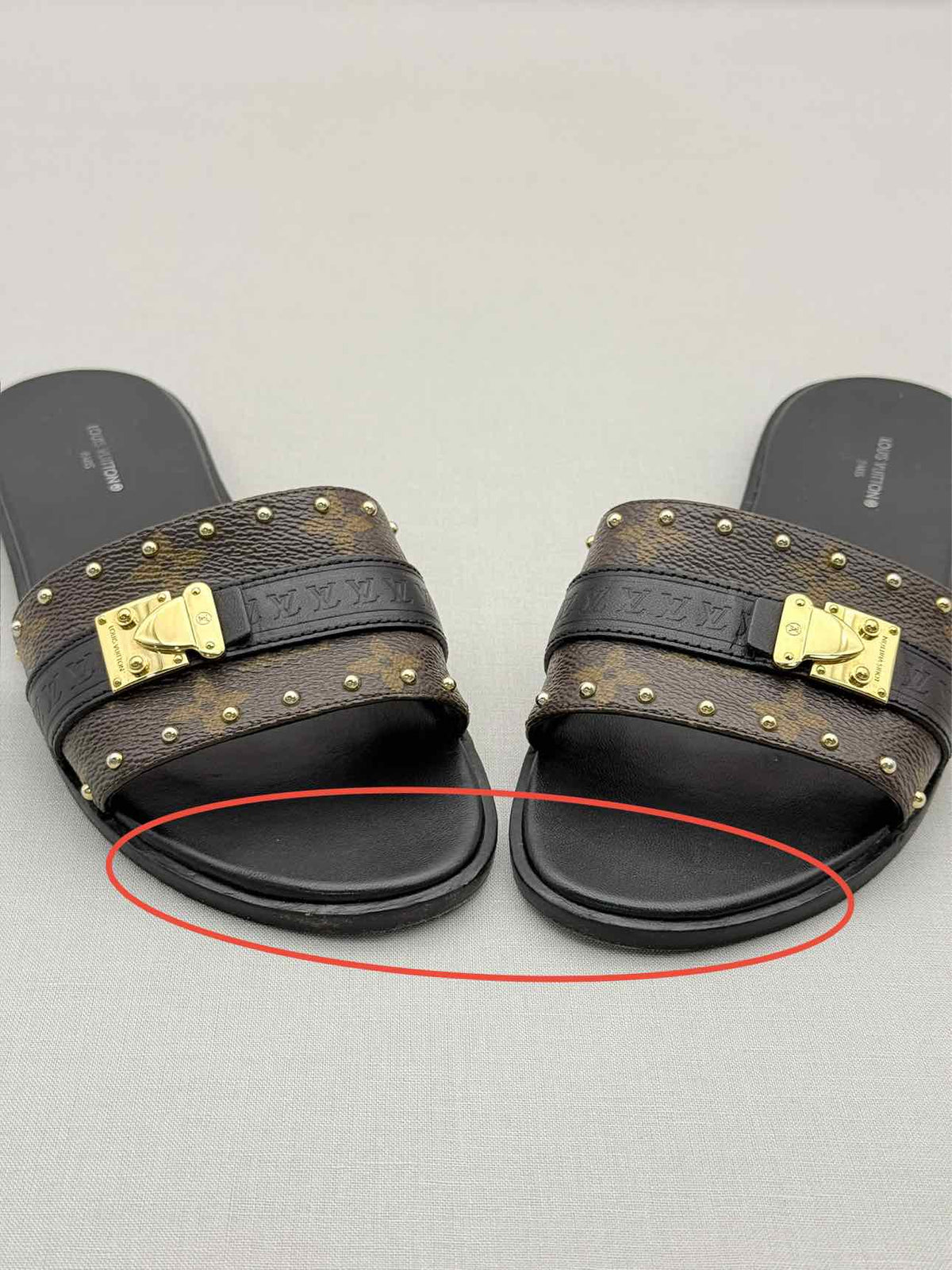 LOUIS VUITTON LOCK IT Brown & Black Size EU 37.5 Slides
