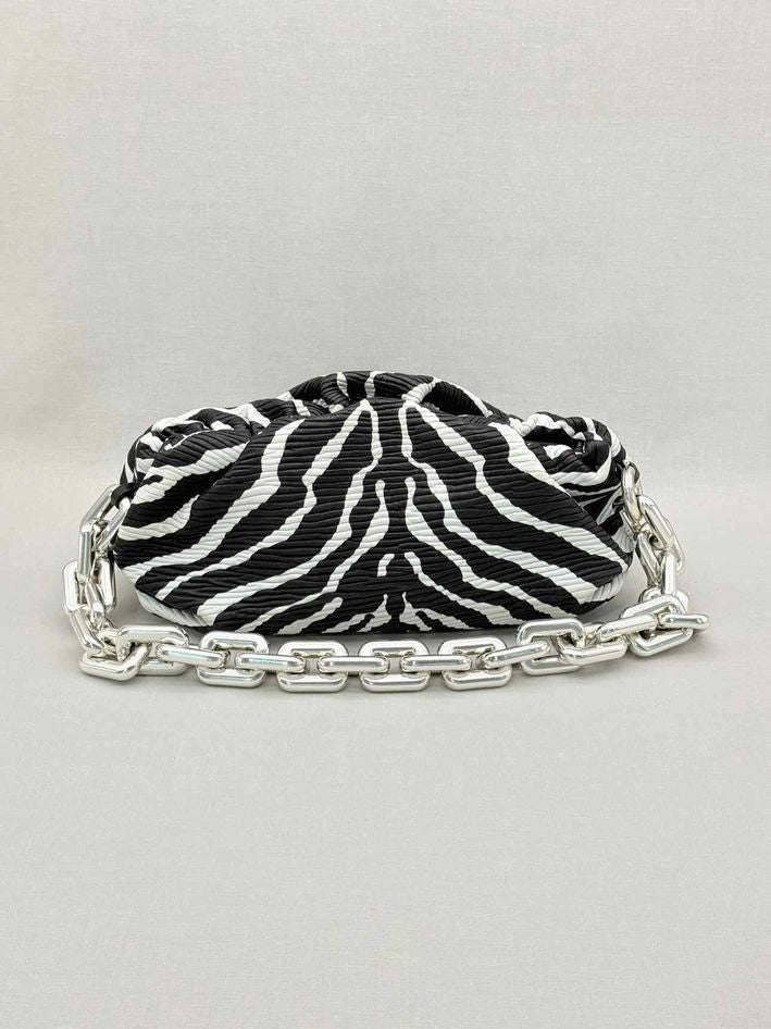BOTTEGA VENETA Black & White Zebra Stripe Shoulder Bag