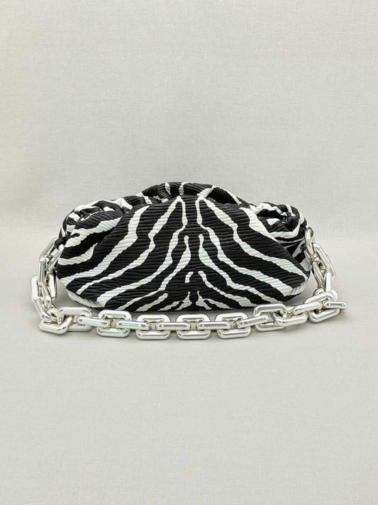 BOTTEGA VENETA Black & White Zebra Stripe Shoulder Bag