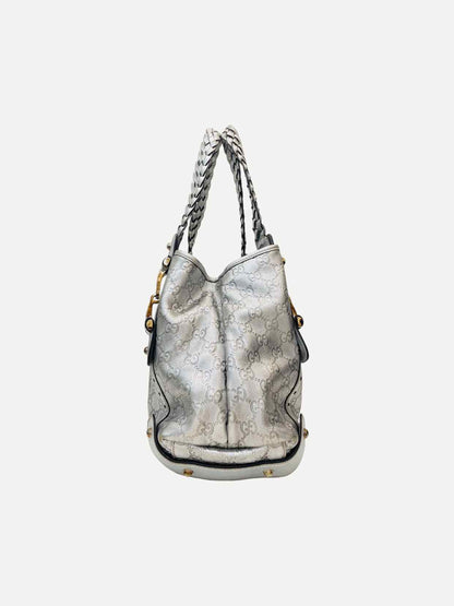 GUCCI Horsebit Silver Guccissima Shoulder Bag