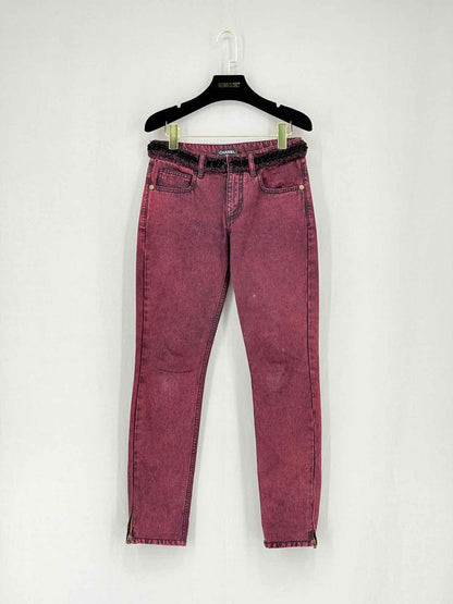 CHANEL Burgundy & Black Washed Size 25 Jeans