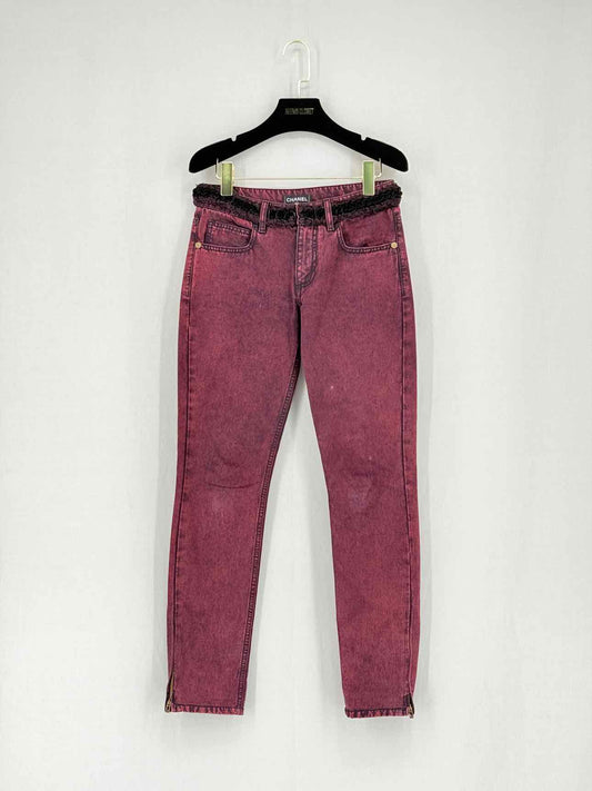 CHANEL Burgundy & Black Washed Size 25 Jeans