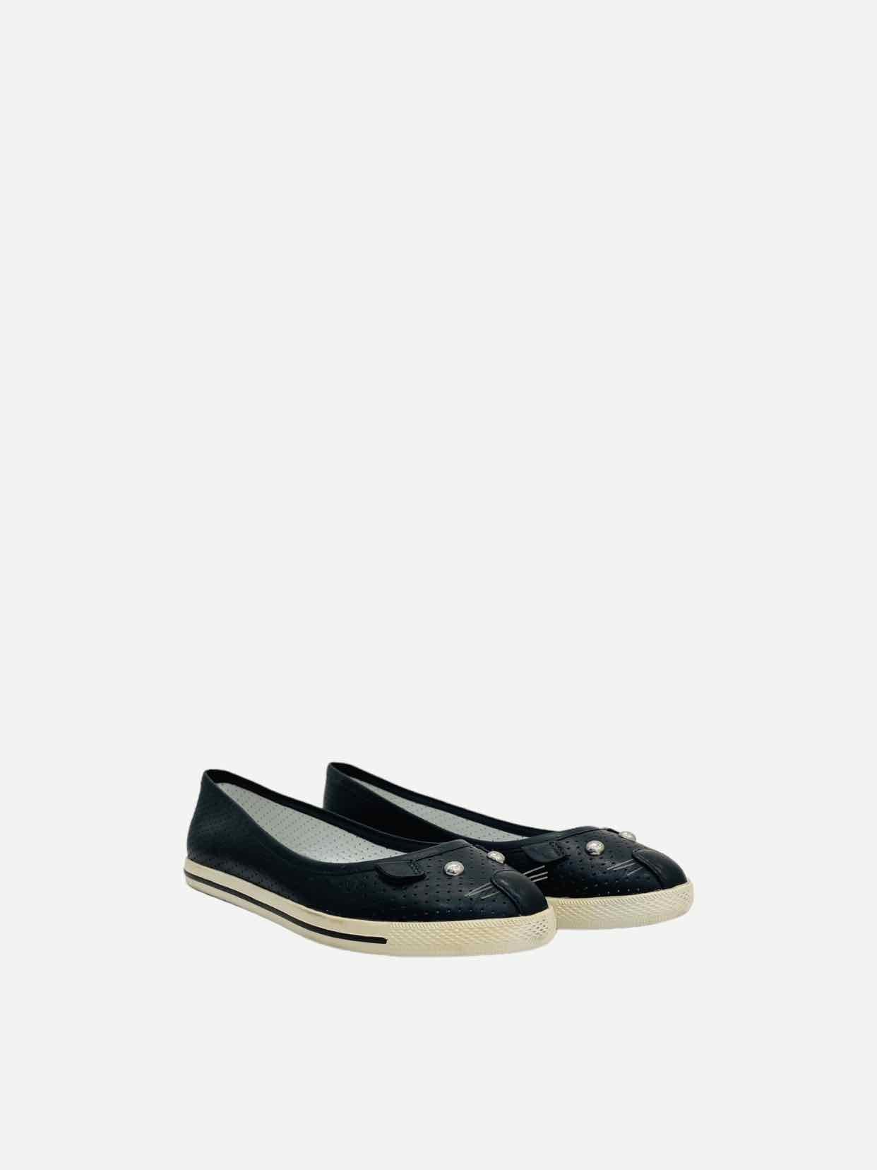 MARC BY MARC JACOBS Cat Black Perforated Flats 36