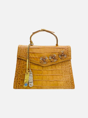 ZUFI ALEXANDER Croc Embossed Tan Top Handle