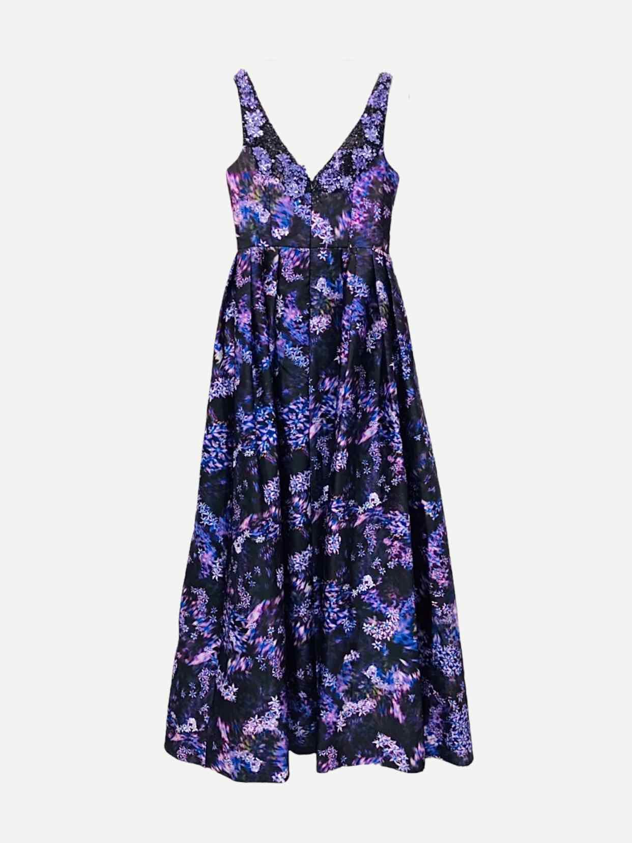 THEIA Black Multicolor Size US 6 Long Dress