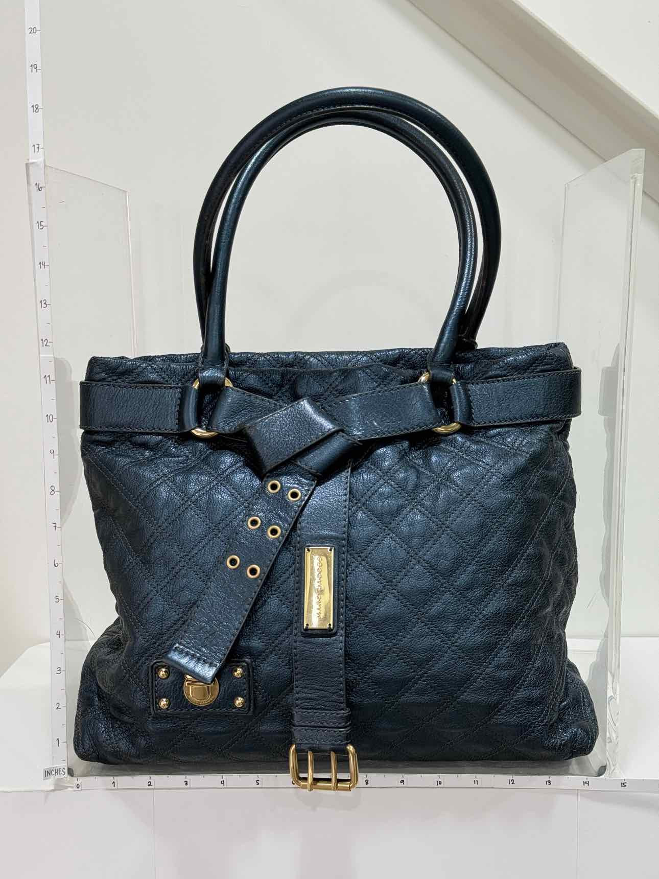 MARC JACOBS Bruna Metallic Blue Quilted Tote Bag