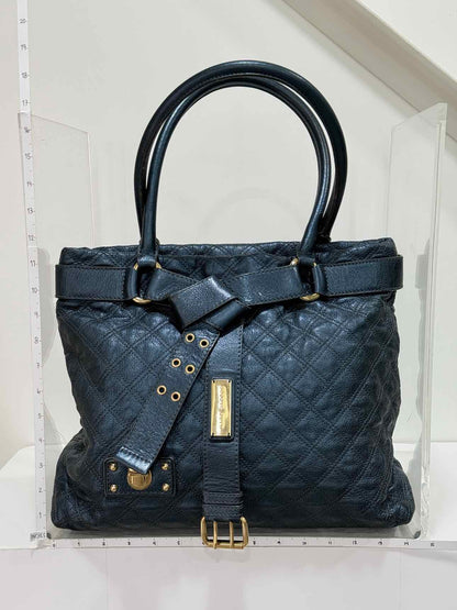 MARC JACOBS Bruna Metallic Blue Quilted Tote Bag