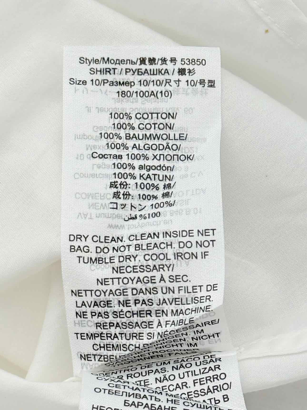 TORY BURCH White Ruffled Trim Size US 10 Shirt