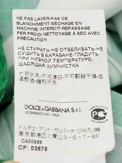 DOLCE & GABBANA White & Green Leaf Print Size US 0 Top