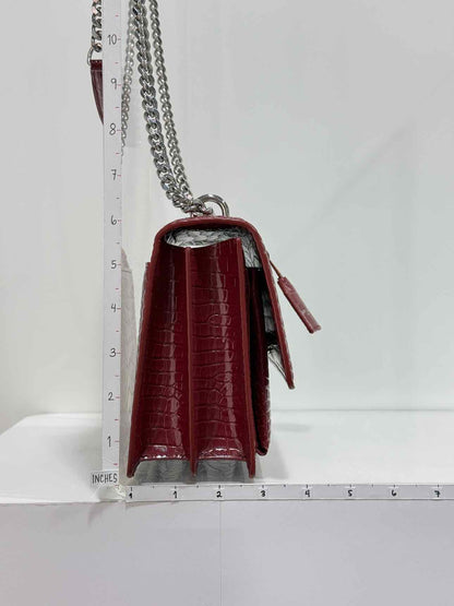 SAINT LAURENT Sunset Burgundy Shoulder Bag