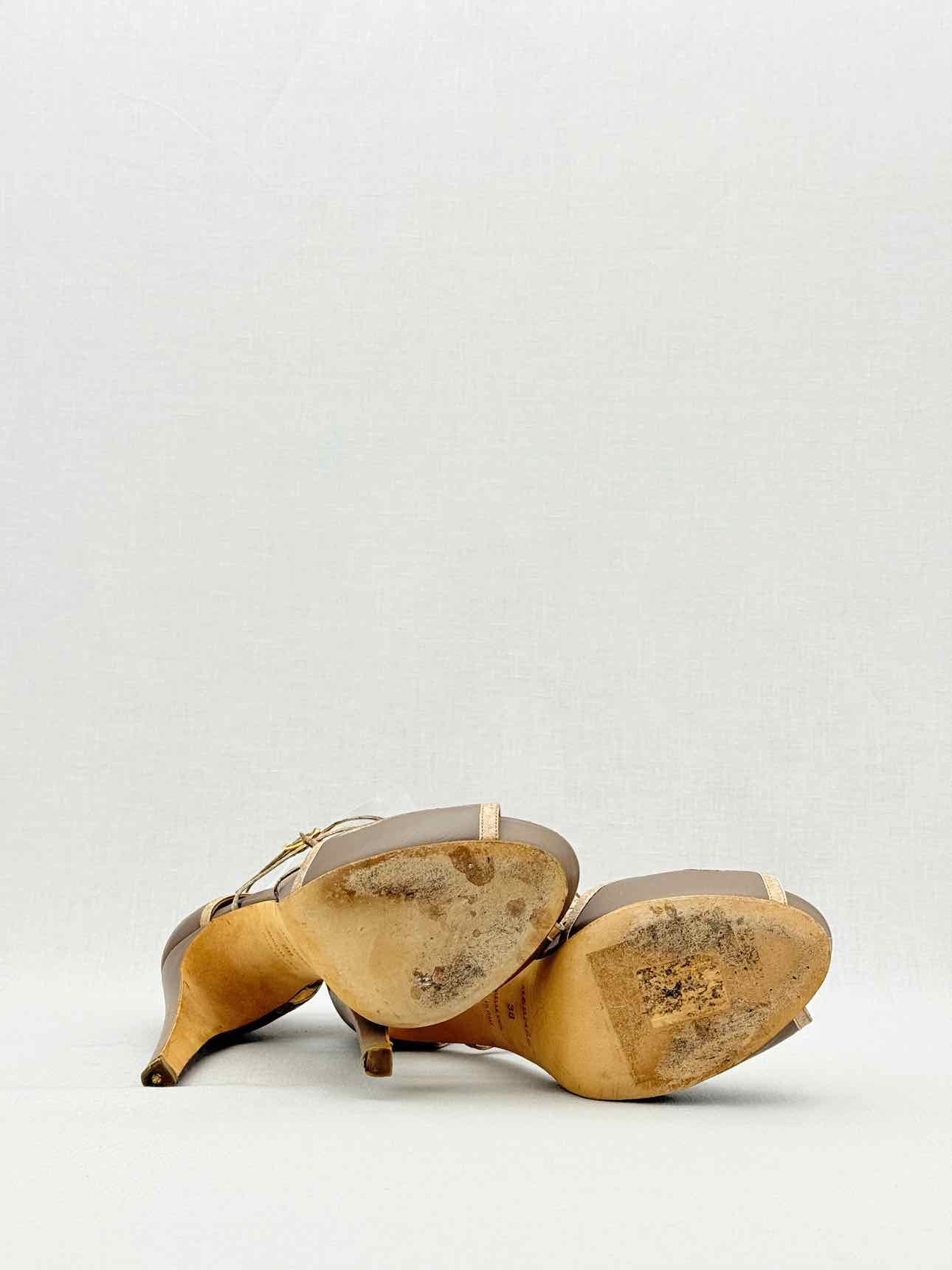 HERMES Brown Python Size EU 38 Heeled Sandals