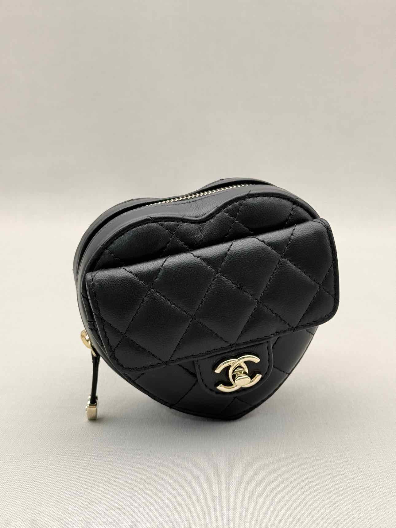 CHANEL CC in Love Heart Black Quilted Belt Bag