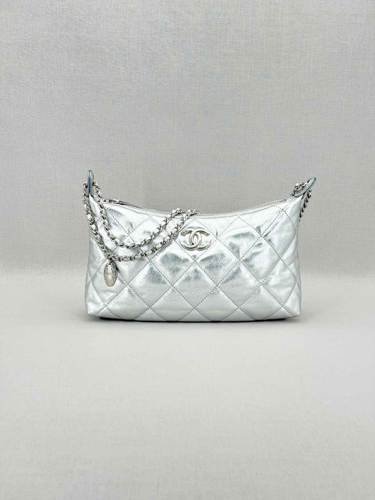 CHANEL Metallic Silver Hobo bag