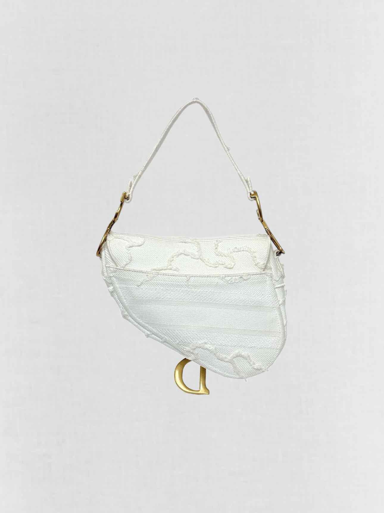 DIOR White Oblique Saddle Bag