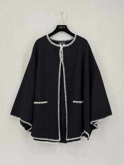 LUISA SPAGNOLI Meglio Black w/ White Size One Size Cape