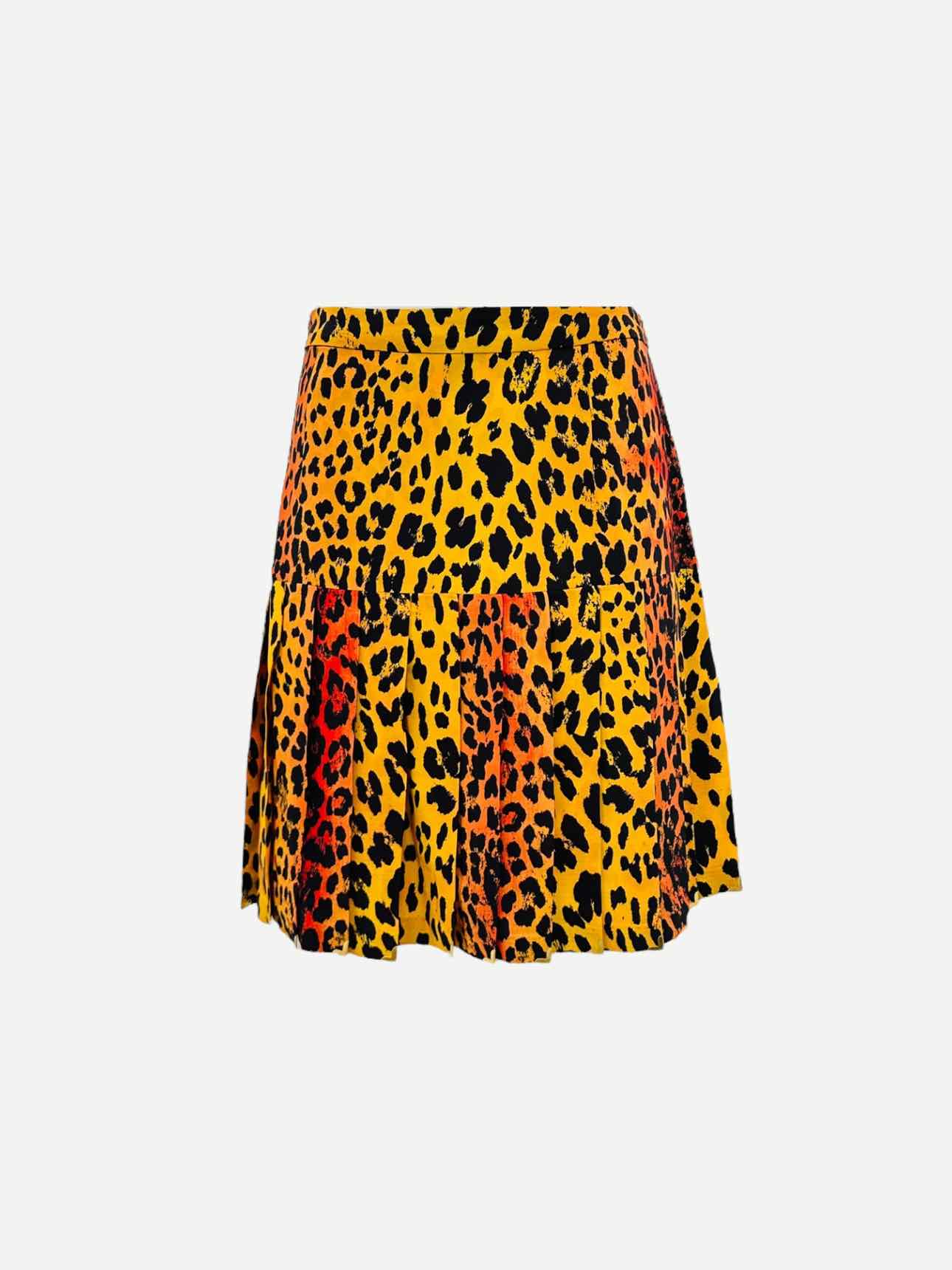 VERSACE Mini Black Multicolor Leopard Print Mini Skirt