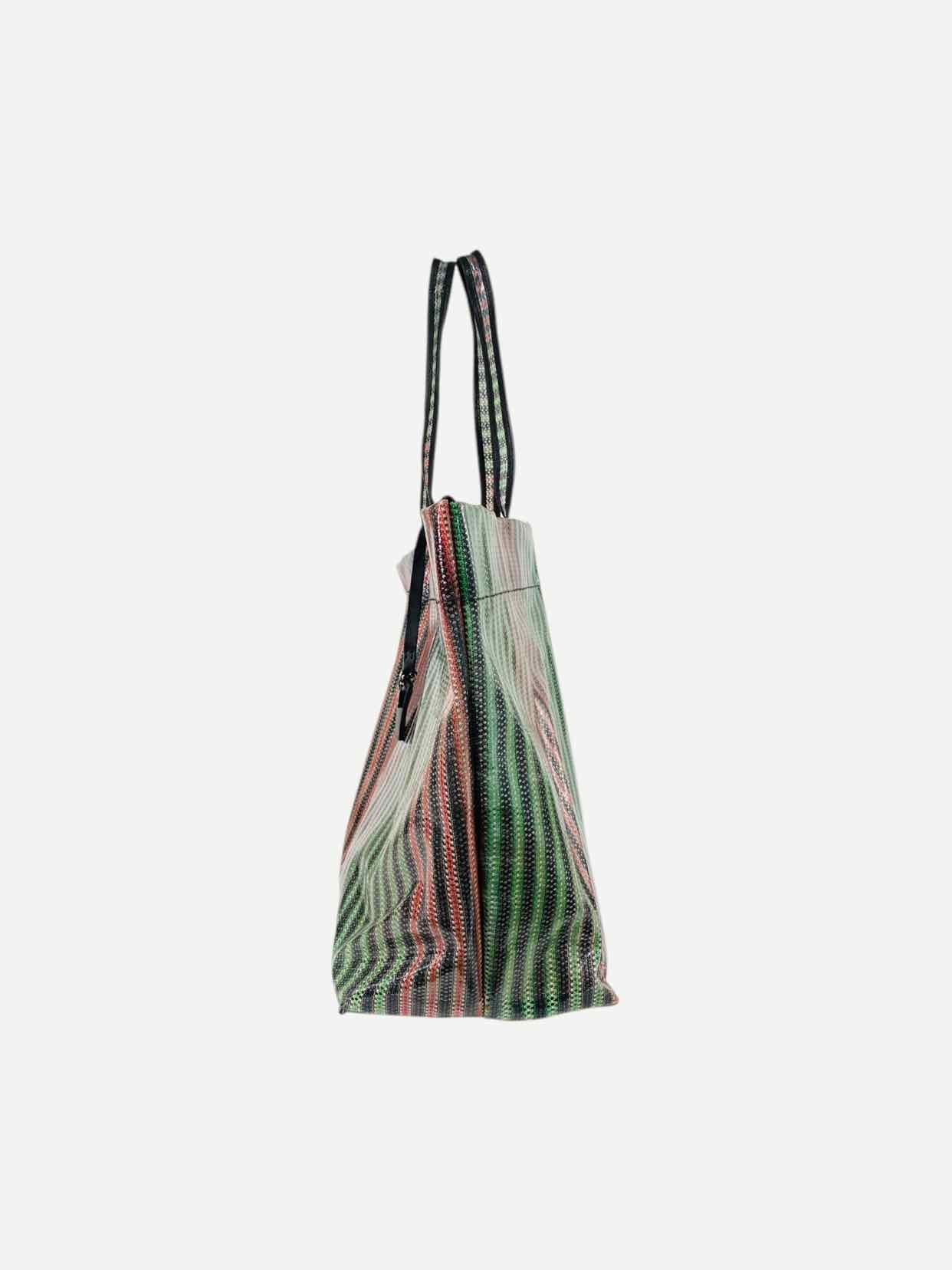 M MISSONI Shopping Black Multicolor Striped Tote Bag