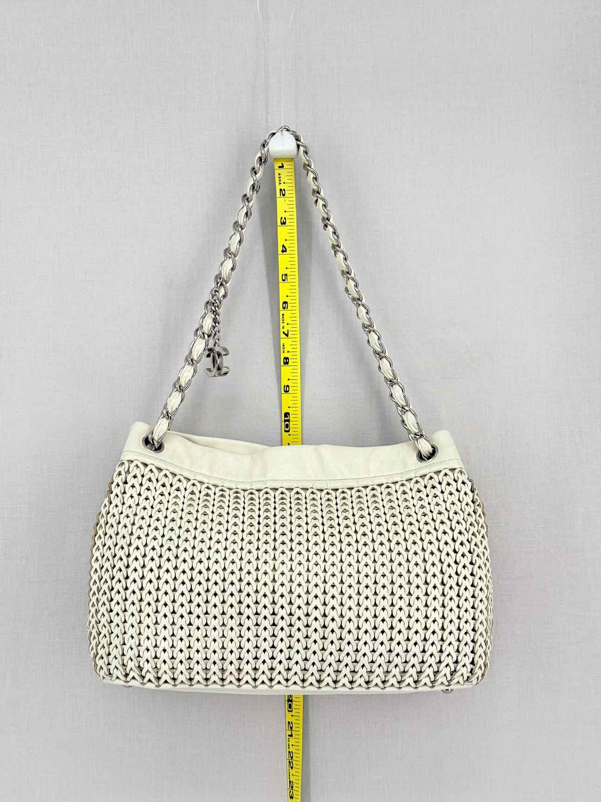 CHANEL Woven White Tote Bag