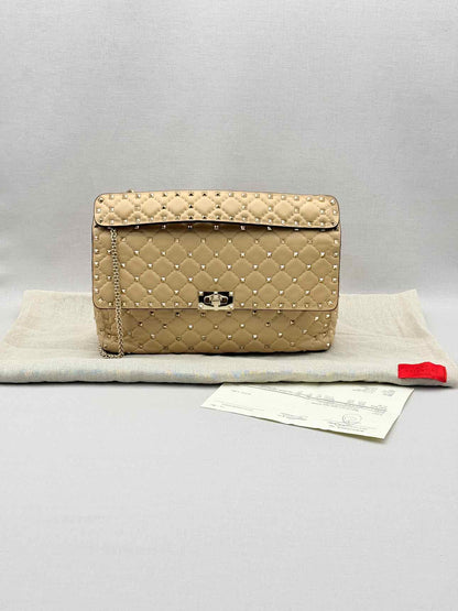 VALENTINO GARAVANI Rockstud Beige Quilted Shoulder Bag