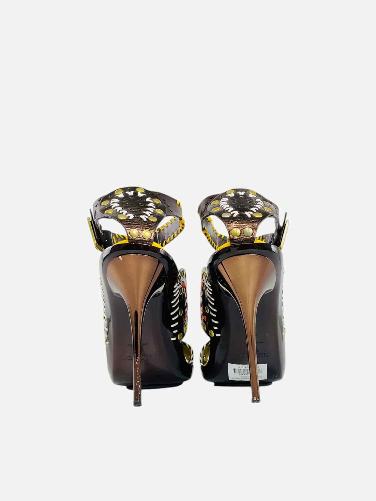 JIMMY CHOO Brown & Yellow Size EU 40 Heeled Sandals