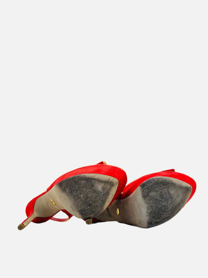 SERGIO ROSSI Red w/ Gold Size EU 37.5 Slingbacks