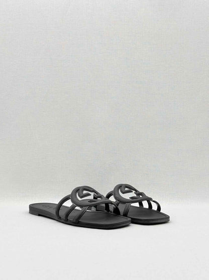 GUCCI Interlocking G Black Size EU 38 Slides