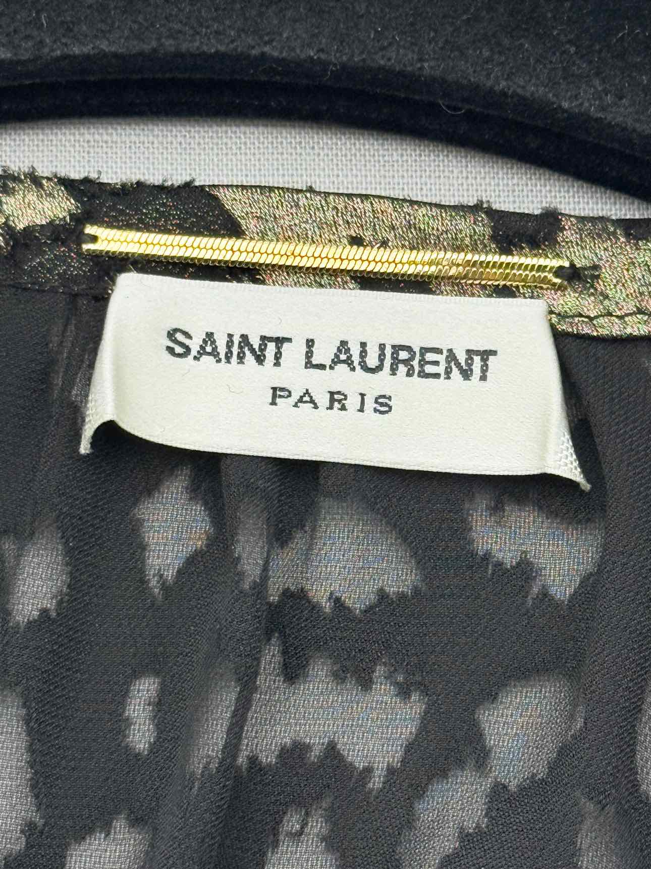 SAINT LAURENT Black & Gold Size US 4 Blouse