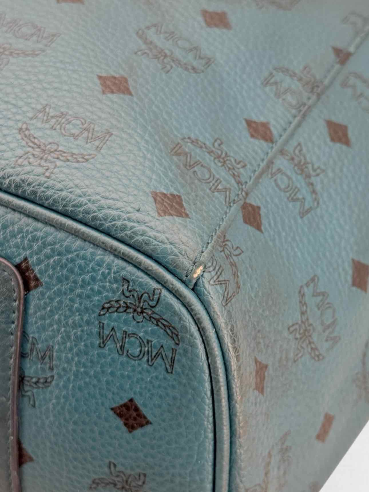 MCM Visetos Revesible Shopper Blue & Black Tote Bag