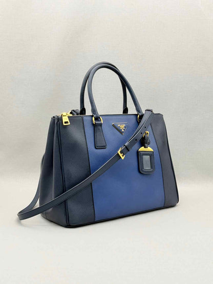 PRADA Double Zip Navy Blue Tote Bag