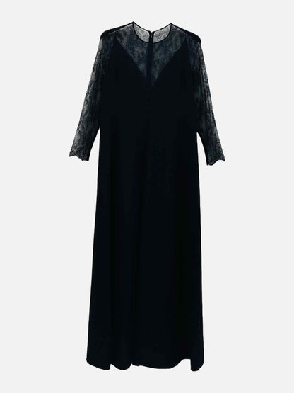 VALENTINO Black Lace Sleeves Long Dress